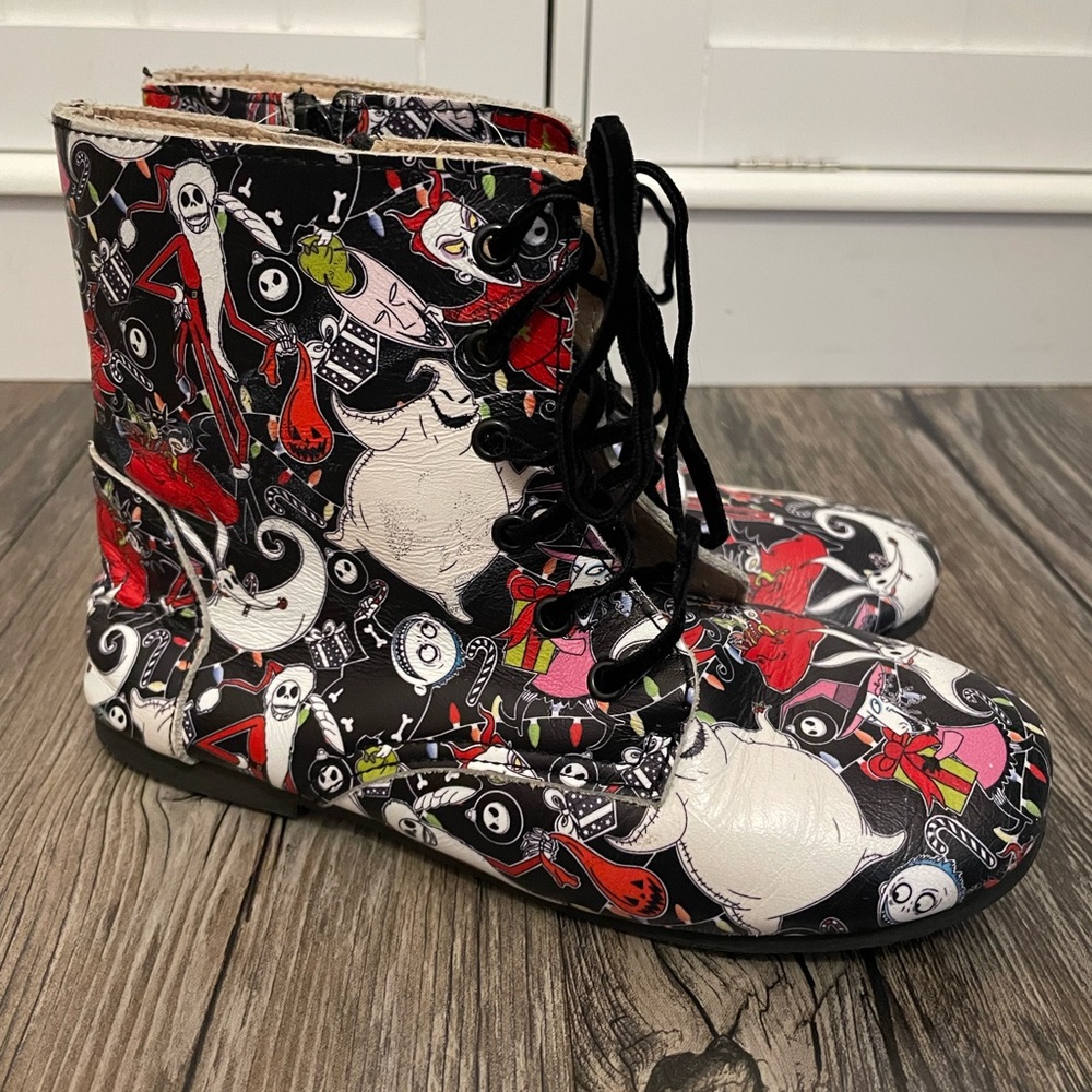 Spellbound Kids Nightmare Before Christmas Leather Zip & Lace-Up Boots